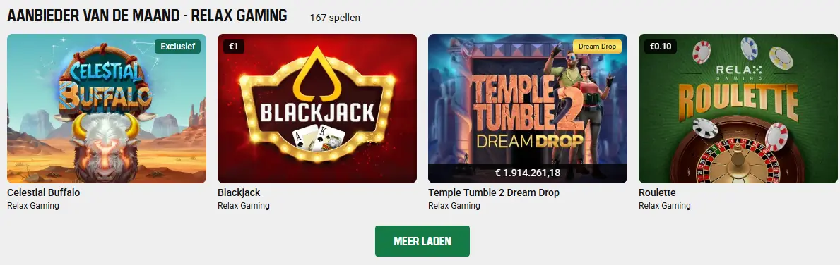 Algemene weergave van de casino spelencollectie